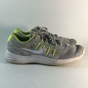 Nike lunarstelos womens running shoes lace up mesh sneakers gray green size 7.5